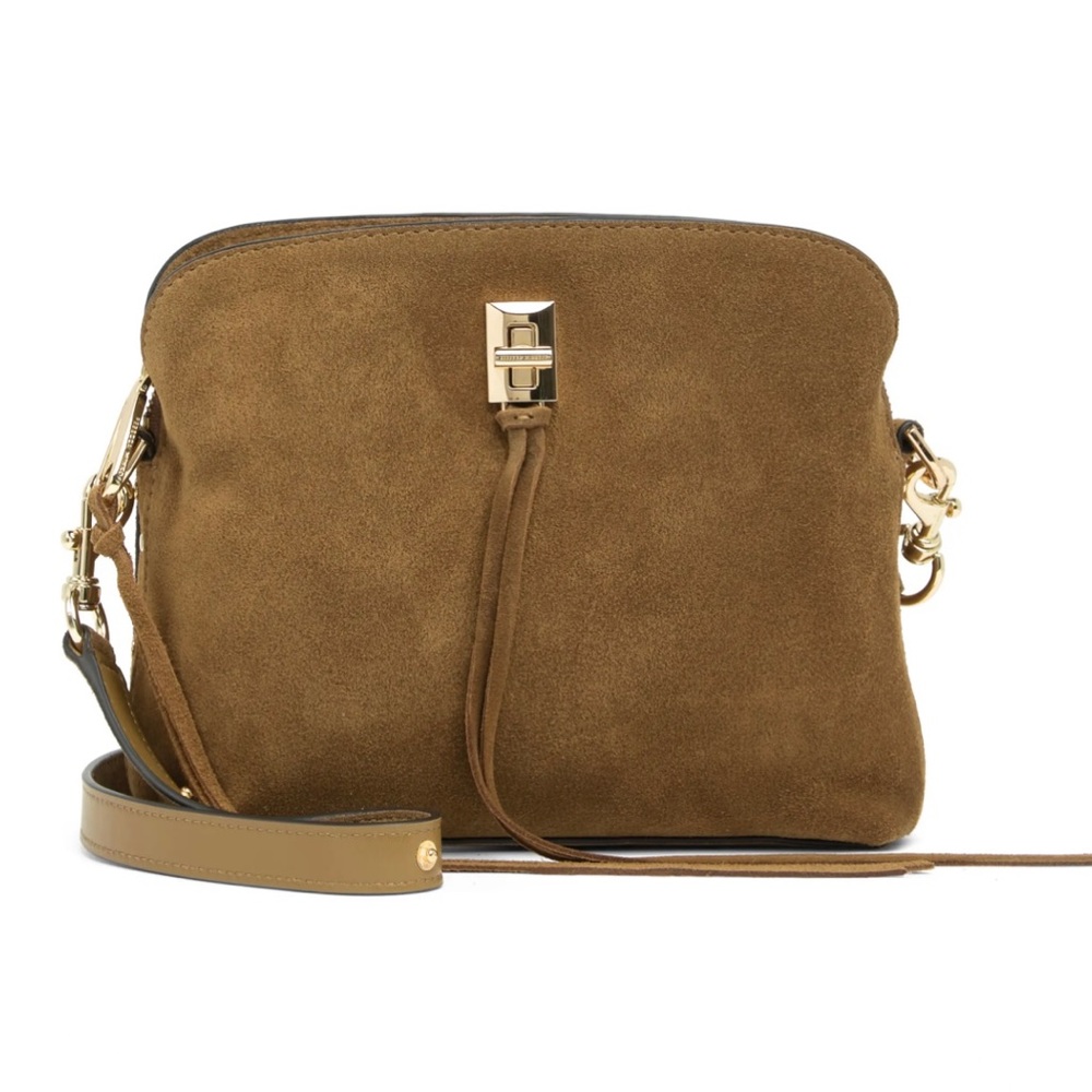 Rebecca Minkoff Olive Green Suede Crossbody Bag with Gold Hardware - Picture 2 of 5